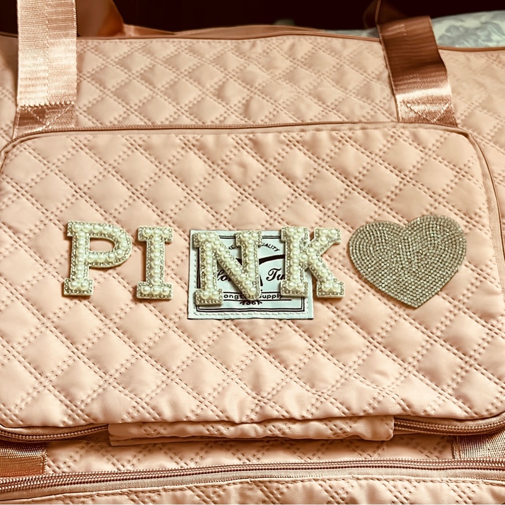 Quilted Duffle Bag Carry On Pink - Picture 5 of 10